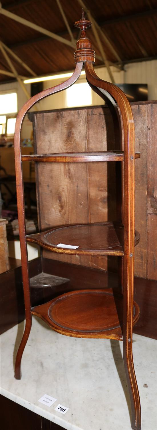 Edwardian inlaid mahogany cake stand